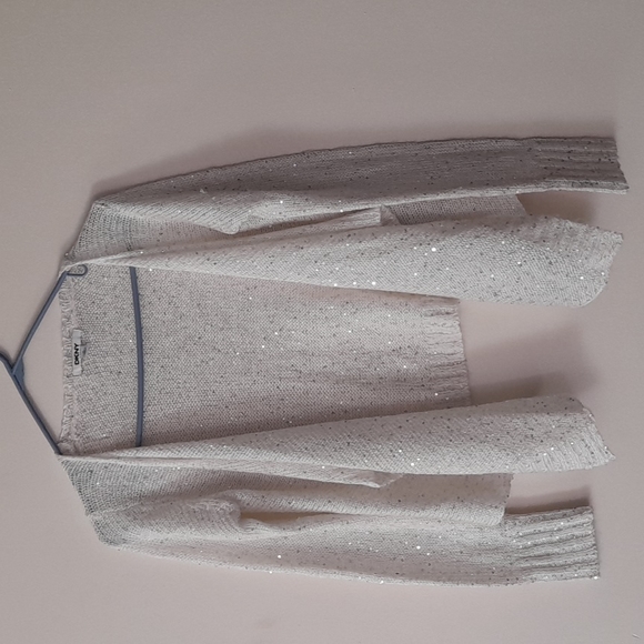 DNKY Knit White Sparkly Sweater Jacket - Picture 1 of 4